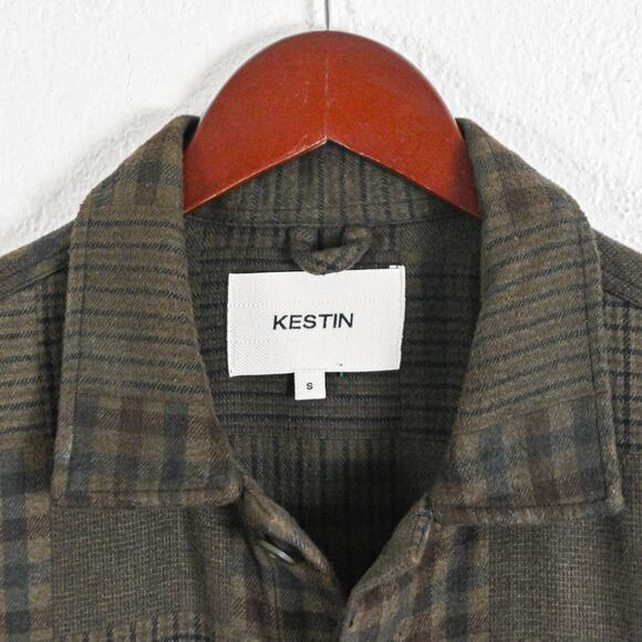KESTIN Men's Small Arbroath Shirt Jacket Green Patchwork Cotton flannel - Picture 5 of 9